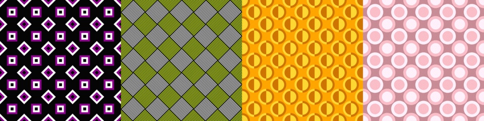 Poster - Seamless geometric threetone pattern set