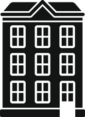Poster - black silhouette of an old city building facade with door and windows