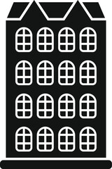Poster - traditional brick townhouse building facade with arched windows found in amsterdam, netherlands