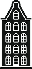 Sticker - Black silhouette icon of a traditional amsterdam canal house building facade