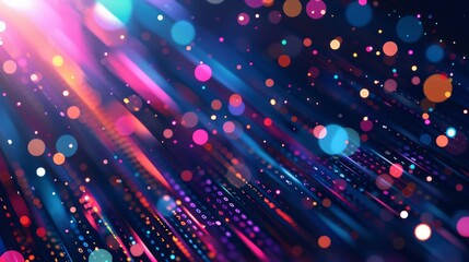 Poster - Flow of digital information with global connections. Technology futuristic background. Visualization of big data.