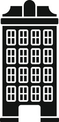 Poster - dutch traditional narrow brick house facade with gable roof, black and white illustration