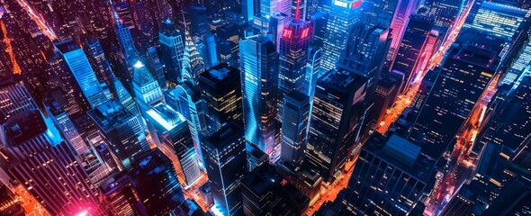 Poster - The city of Bangkok Thailand at night, smartly connected to the internet
