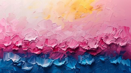 Poster - abstract pink, yellow, and blue acrylic painting