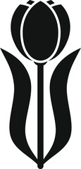 Poster - black and white illustration of a tulip flower growing upwards