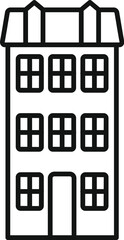 Poster - simple line art icon of a three storey building with a doorway
