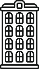 Poster - simple line art drawing of a tall building with arched windows, suitable for architectural or urban 