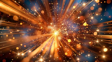 Wall Mural - indistinct fireworks burst in night sky.