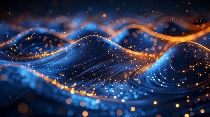 Poster - abstract blue and orange light waves