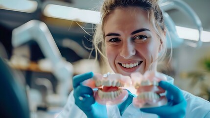 Sticker - Dentist taking impressions for dentures