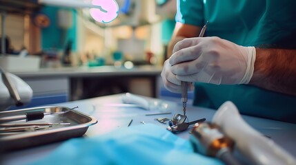 Poster - Dentist using a dental drill to prepare a tooth for a filling