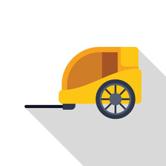 Canvas Print - Illustration of a yellow bike trailer with one wheel standing still on a white background