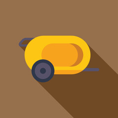 Sticker - Yellow trailer for camping or travel, mobile home for road trip and tourism, flat design icon with long shadow