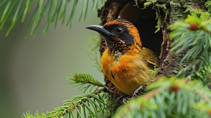 Poster - Orange-headed Thrush in its Nest