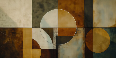 Poster - Abstract geometric background featuring interlocking shapes and muted colors