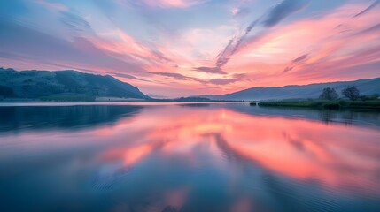 Wall Mural - Tranquil scene of smooth water and colorful sky