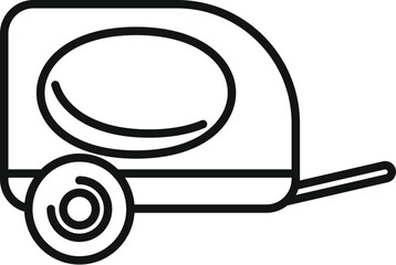 Sticker - Minimalistic icon of a small camping trailer for one person representing travel and adventure