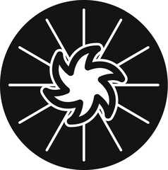 Poster - black and white round icon representing a rotating camera shutter