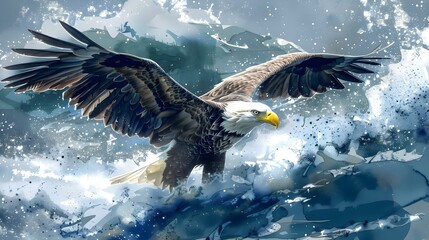 Wall Mural - Sea eagle swooping towards water surface