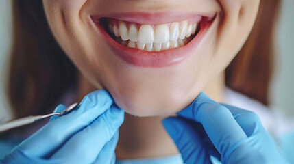 Wall Mural - Dentist explaining the process of getting dental veneers for an improved smile