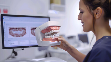 Sticker - Dentist using a dental intraoral scanner for detailed impressions