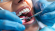 © Stock Source - Dentist using a dental scaler to remove plaque