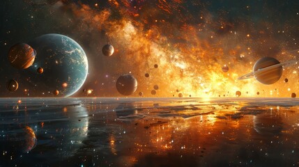 Wall Mural - the concept of cosmic planets
