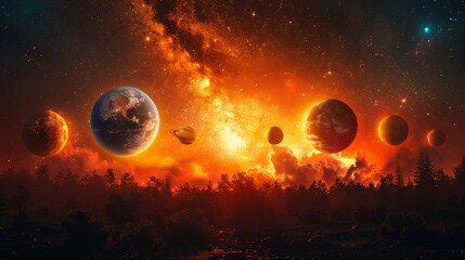 Wall Mural - the concept of cosmic planets
