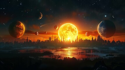 Wall Mural - the concept of cosmic planets