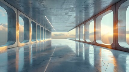 Wall Mural - 3D render of futuristic architecture background with empty space