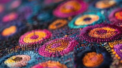 Poster - Embroidered fabric with bokeh circles emphasized