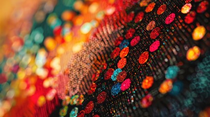 Poster - Embroidered fabric with bokeh circles emphasized