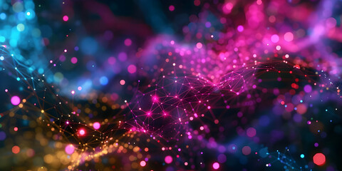 Abstract Background with Glowing Lines and Bokeh Lights