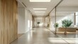 © Ahmad-Muslimin - White and Wooden Office Hall: Empty and Modern