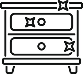 Poster - Line icon of a nightstand being dusted, representing furniture cleaning and housekeeping services