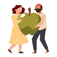 Sticker - happy couple celebrating rosh hashanah