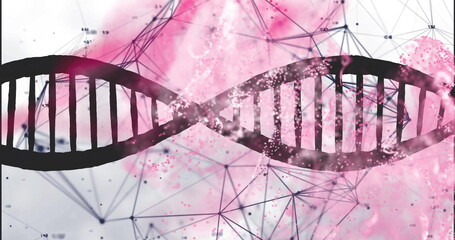 Poster - DNA strand and network connections, scientific data image