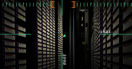 Poster - Image of data processing and scanner over server room