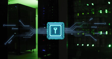 Poster - Image of key with connections over server room