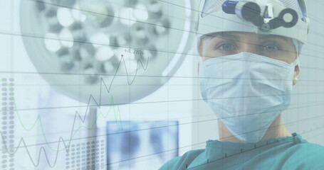 Poster - Image of data processing over caucasian male surgeon