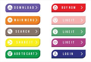 Colorful web design button collection with flat design.eps