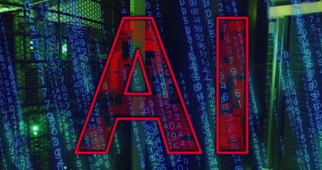 Poster - Image of ai text and data processing over computer servers