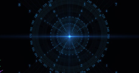 Poster - Image of data processing over colourful lines on black background