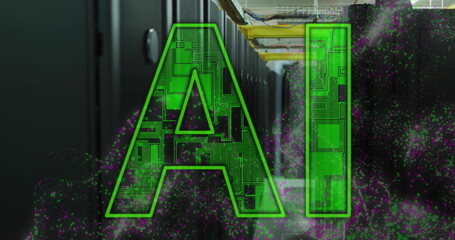 Poster - Image of ai text and data processing over computer servers