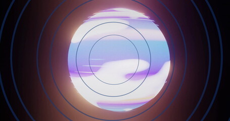 Poster - Image of circles over globe on black background