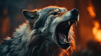 Sticker - wolf howling at night HD 8K wallpaper Stock Photographic Image  