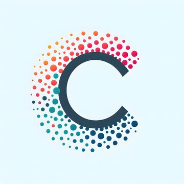 AI Generate of Logo Letter C created using random color dots