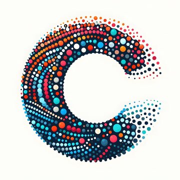 AI Generate of Logo Letter C created using random color dots