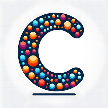 AI Generate of Logo Letter C created using random color dots
