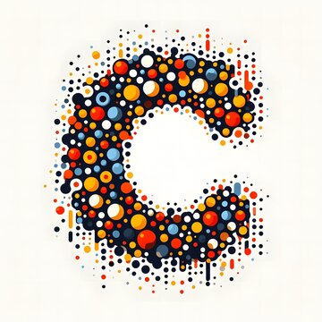 AI Generate of Logo Letter C created using random color dots